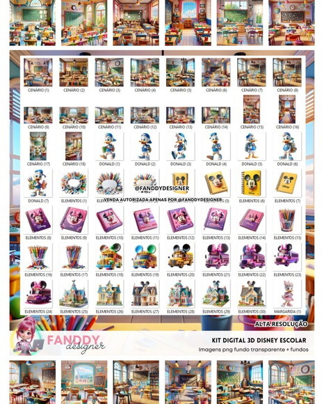 Kit Digital - Scrapbook - Disney Escolar
