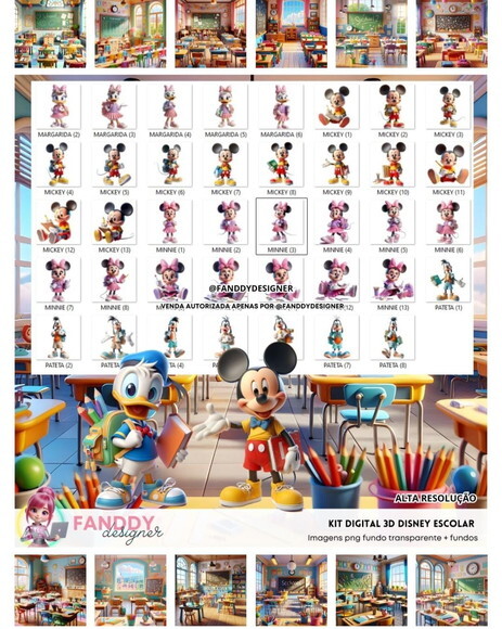 Kit Digital - Scrapbook - Disney Escolar