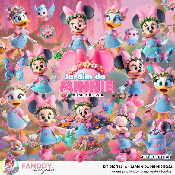 Kit Digital - Scrapbook - Jardim da Minnie