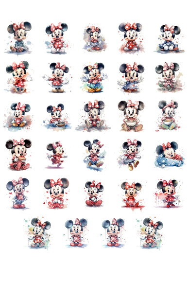 Kit Digital - Scrapbook - Minnie Mouse Baby Aquarela