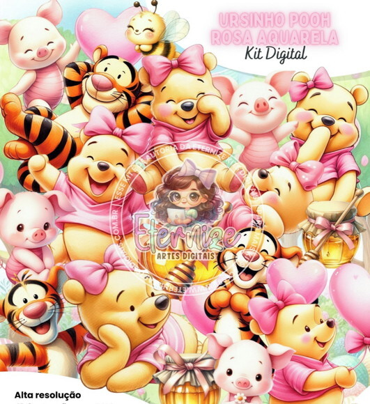 Kit Digital - Ursinho Pooh Rosa