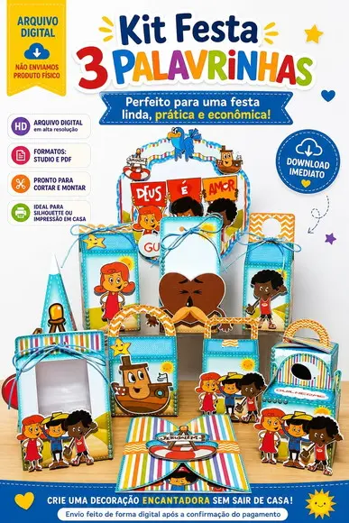 Arquivo de Corte - Festa Pronta - 3 Palavrinhas