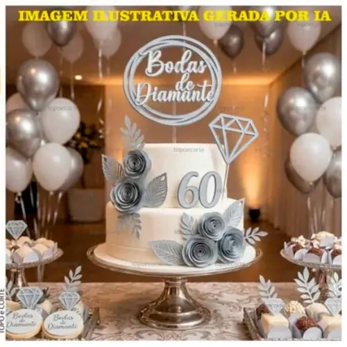 Arquivo de Corte - Topo de Bolo - Bodas de Diamante