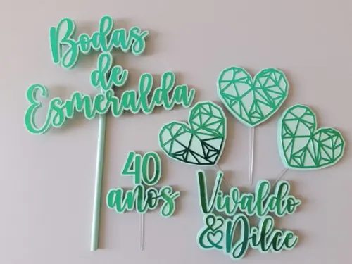 Arquivo de Corte - Topo de Bolo - Bodas de Esmeraldas