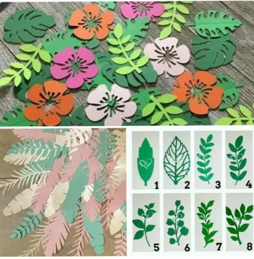 Arquivo de Corte - Topo de Bolo - Flores e Folhas