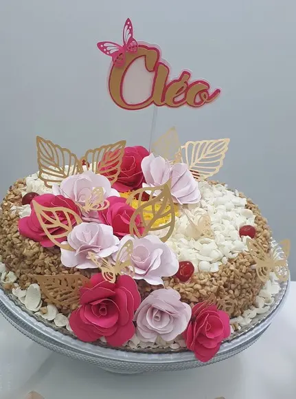 Arquivo de Corte - Topo de Bolo - Flores e Folhas