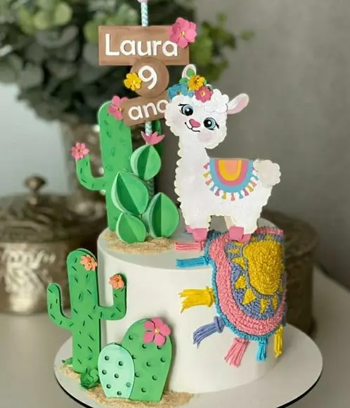 Arquivo de Corte - Topo de Bolo - Lhama Cute (camadinha)