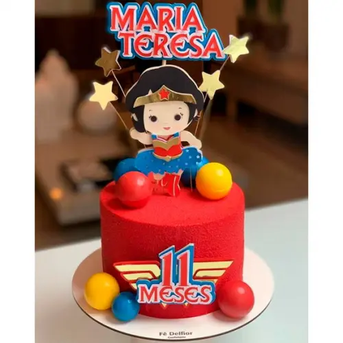Arquivo de Corte - Topo de Bolo - Mulher Maravilha Cute