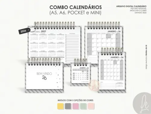 Arquivo Digital - 2026 - Combo Calendario de Mesa
