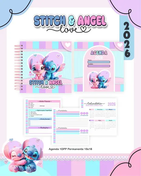 Arquivo Digital - Agenda 2026 - Stitch e Angel (combo)