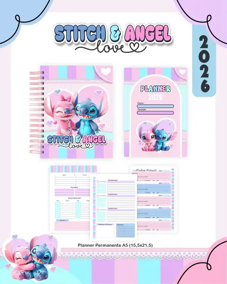Arquivo Digital - Agenda 2026 - Stitch e Angel (combo)