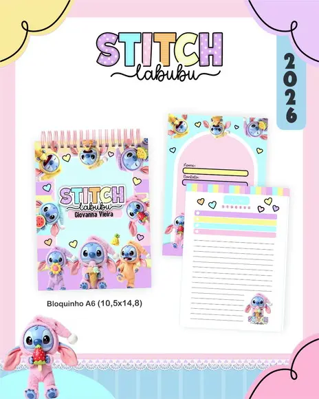 Arquivo Digital - Agenda 2026 - Stitch Labubu (combo)