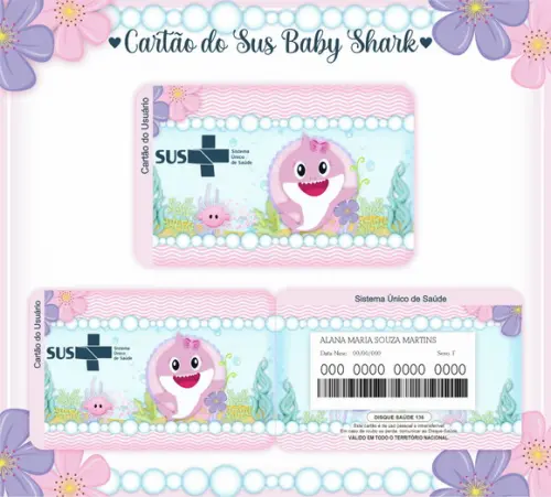 Arquivo Digital - Caderneta de Vacina - Baby Shark Rosa