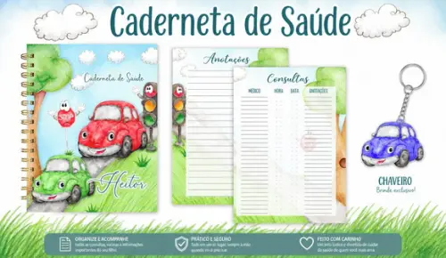 Arquivo Digital - Caderneta de Vacina - Carrinhos Aquarela