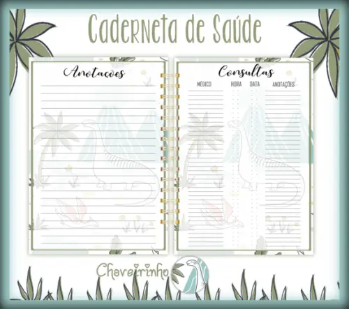 Arquivo Digital - Caderneta de Vacina - Dino Minimalista