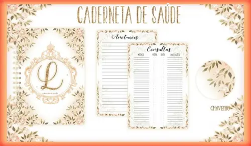 Arquivo Digital - Caderneta de Vacina - Floral com Letras 02
