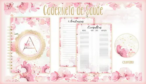 Arquivo Digital - Caderneta de Vacina - Floral com Letra