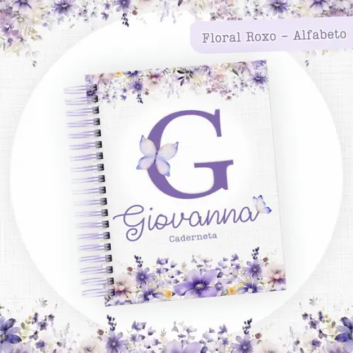 Arquivo Digital - Caderneta de Vacina - Floral Roxo Alfabeto