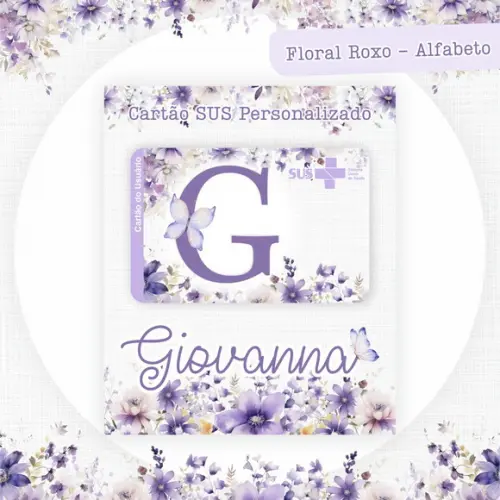 Arquivo Digital - Caderneta de Vacina - Floral Roxo Alfabeto