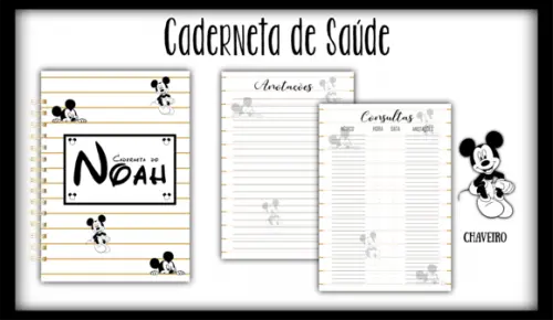 Arquivo Digital - Caderneta de Vacina - Mickey Minimalista