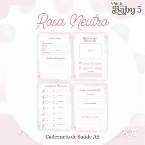 Arquivo Digital - Caderneta de Vacina - Neutro Rosa + Sus