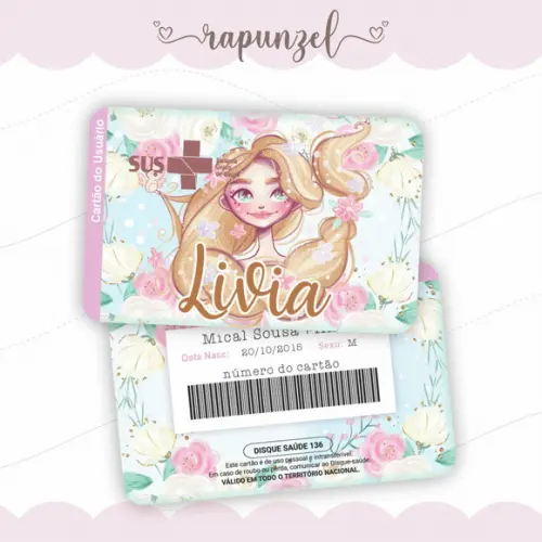 Arquivo Digital - Caderneta de Vacina - Rapunzel + Cartao
