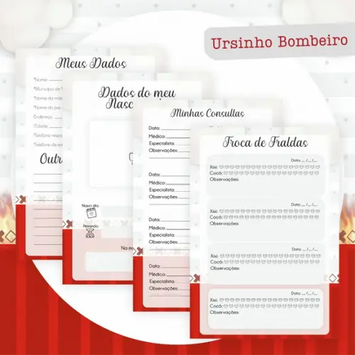 Arquivo Digital - Caderneta de Vacina - Ursinho Bombeiro