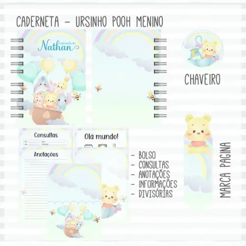 Arquivo Digital - Caderneta de Vacina - Ursinho Pooh Menino
