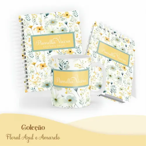 Arquivo Digital - Capas Diversas - Floral Azul e Amarelo