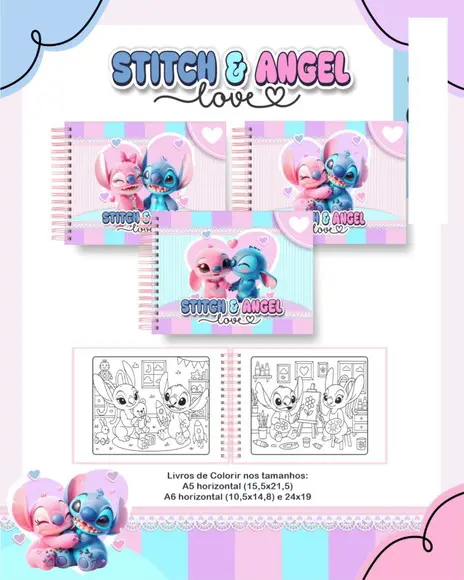 Arquivo Digital - Coloring Book - Stitch e Angel