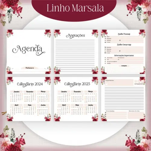 Arquivo Digital - Combo Agenda Linho Marsala 2024/2025