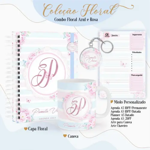Arquivo Digital - Combo Floral Rosa e Azul 2023