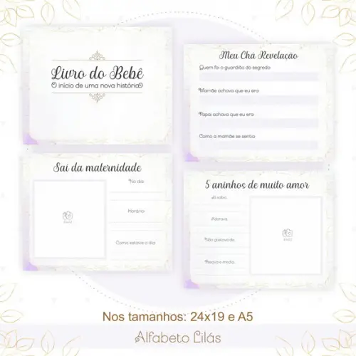 Arquivo Digital - Kit Maternidade - Alfabeto Lilas