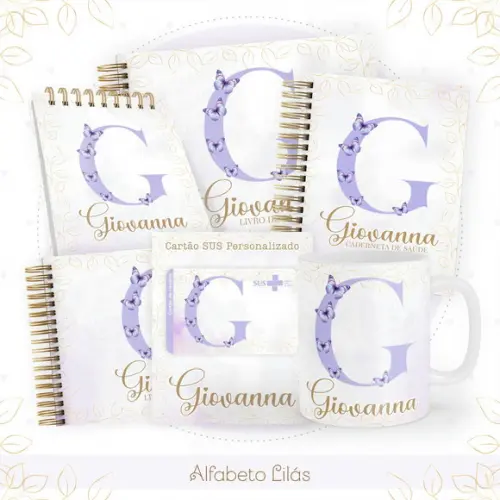 Arquivo Digital - Kit Maternidade - Alfabeto Lilas