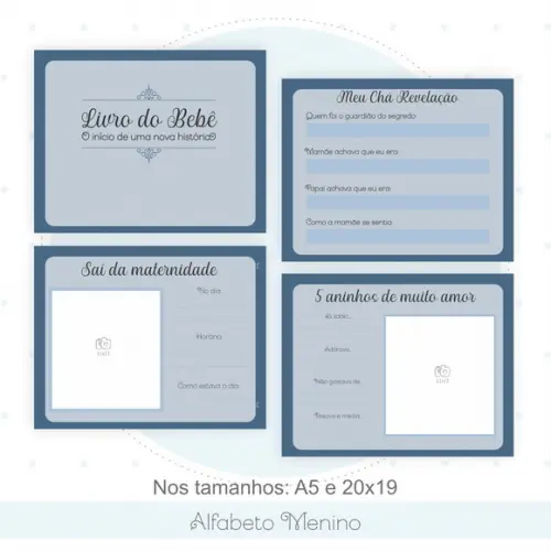 Arquivo Digital - Kit Maternidade - Alfabeto Menino