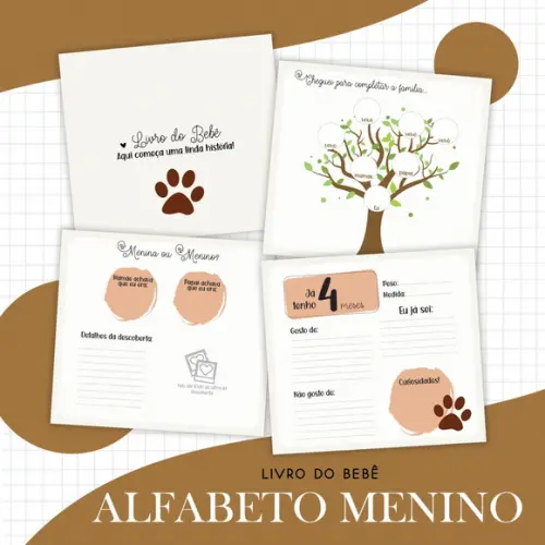 Arquivo Digital - Kit Maternidade - Alfabeto Safari Clean