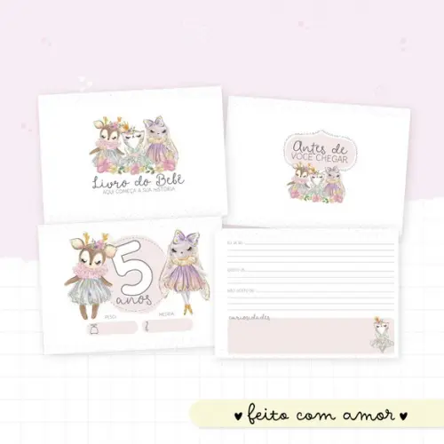Arquivo Digital - Kit Maternidade - Animais Cute Menina 04