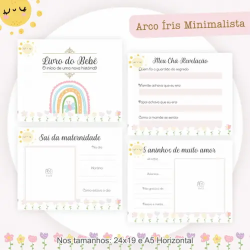 Arquivo Digital - Kit Maternidade - Arco Iris Minimalista