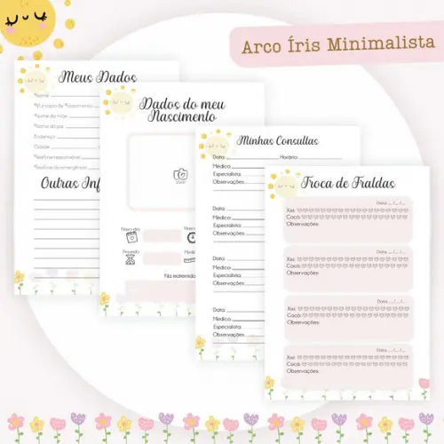Arquivo Digital - Kit Maternidade - Arco Iris Minimalista