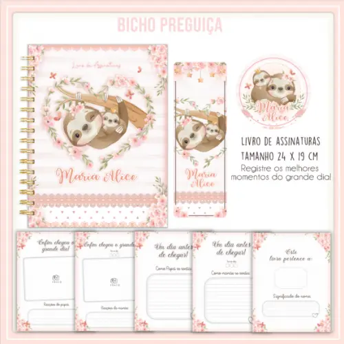 Arquivo Digital - Kit Maternidade - Bicho Preguiça Menina