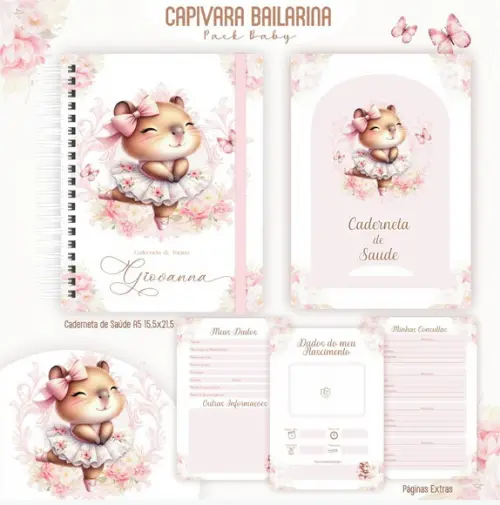 Arquivo Digital - Kit Maternidade - Capivara Bailarina