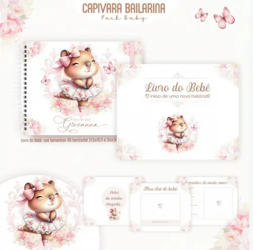 Arquivo Digital - Kit Maternidade - Capivara Bailarina
