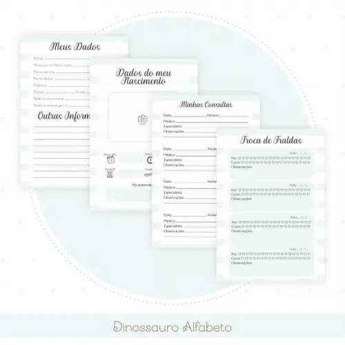 Arquivo Digital - Kit Maternidade - Dinossauro Alfabeto