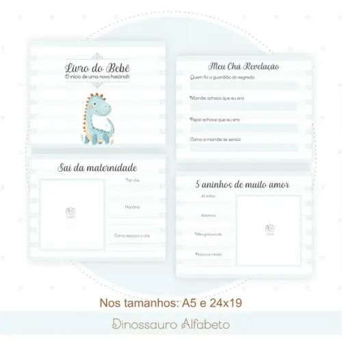 Arquivo Digital - Kit Maternidade - Dinossauro Alfabeto