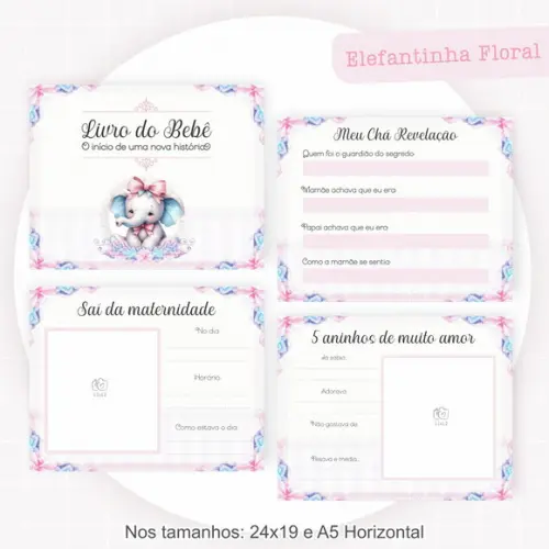 Arquivo Digital - Kit Maternidade - Elefantinha Floral