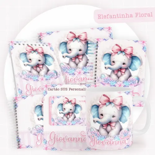 Arquivo Digital - Kit Maternidade - Elefantinha Floral