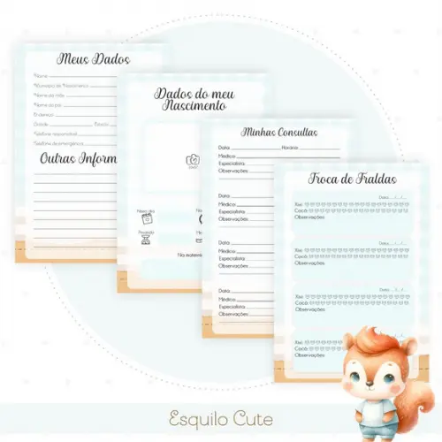 Arquivo Digital - Kit Maternidade - Esquilo Cute