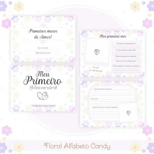 Arquivo Digital - Kit Maternidade - Floral Alfabeto Candy