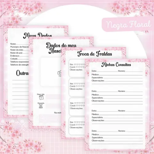 Arquivo Digital - Kit Maternidade - Negra Floral