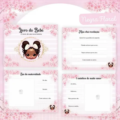 Arquivo Digital - Kit Maternidade - Negra Floral
